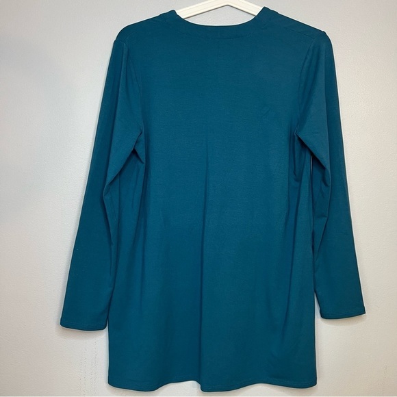 J. JILL WOMEN'S TUNIC TEAL KNIT ONE BUTTON CARDIGAN SWEATER LG SLEEVE Size XS S - Picture 9 of 9